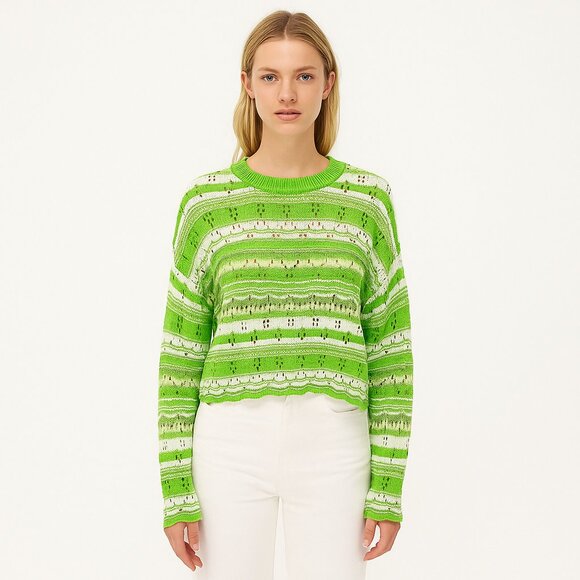 2/$30 NWT Pink Rose Slouchy Drop Shoulder Cropped Sweter Green 0 #A0280 TRB2 - Picture 1 of 8